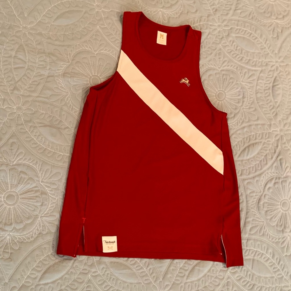 Tracksmith Van Cortlandt Singlet in Maroon & White